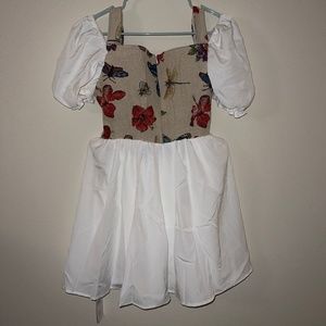 Butterfly Patchwork Lace up Mini Dress